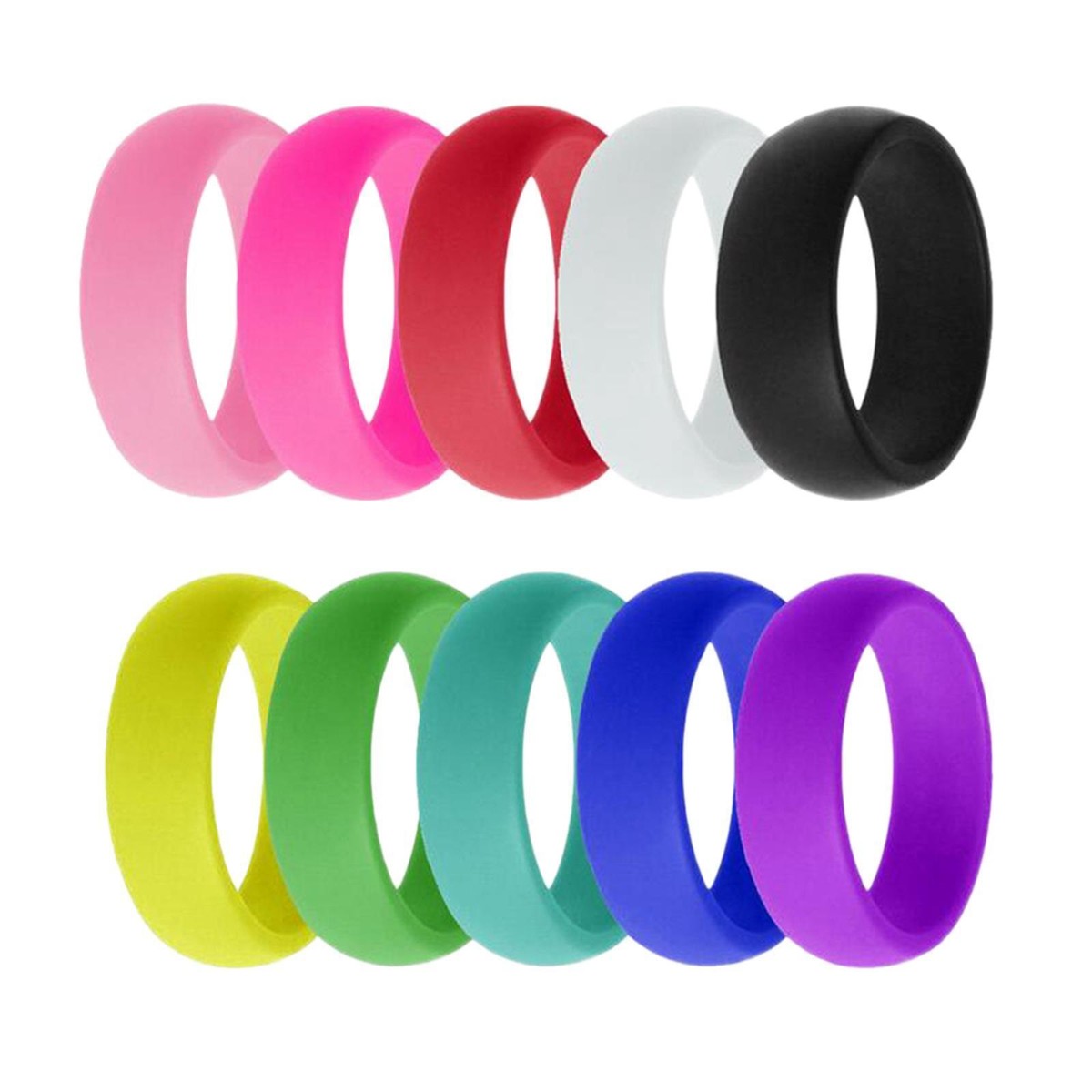 10 Pieces 8mm Wide Flexible Rubber Silicone Wedding Finger - Main Image