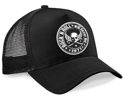 Rock n Roll Trucker Cap Hot Rod V8 Biker Oldschool Basecap Rockabilly Kappe