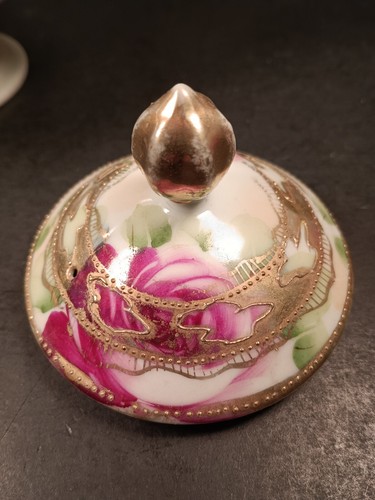 Hand Painted Nippon Pink Gold Floral Moriage Teapot - Picture 5 of 14