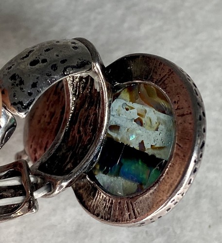 Owl Silver Tone Stretchable Ring with Green Black Stone Black Eyes 1.2" - Picture 12 of 12