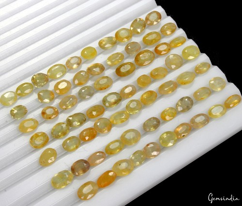 Natural Untreated 100 Ct Oval Cut Yellow Sapphire 68 Pcs Gemstone Certified Lot - Picture 6 of 11