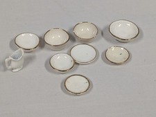 Vintage Gold Rim Dishware for a Dollhouse Dinnerware Set  Lot of 9