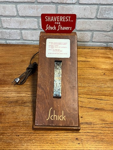 Vintage Schick Shaving Razor Lighted Store Display Stand Wood Case