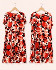 Michael Kors Dark Brown Orange Peach Floral Dress Plus Size 3X