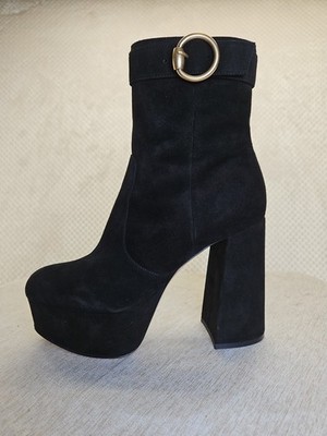 GIANVITO ROSSI Bellamy Platform Boot Soft Black Suede Italy Exquisite Beauty