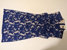 Oasis Ladies Size 8 Blue Lace Floral Sleeveless Midi Dress