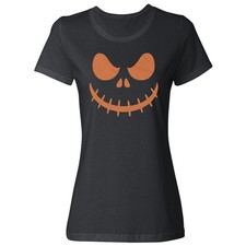 Jack O Lantern Pumpkin Face - Halloween Party Costume Ladies' Crewneck T-Shirt