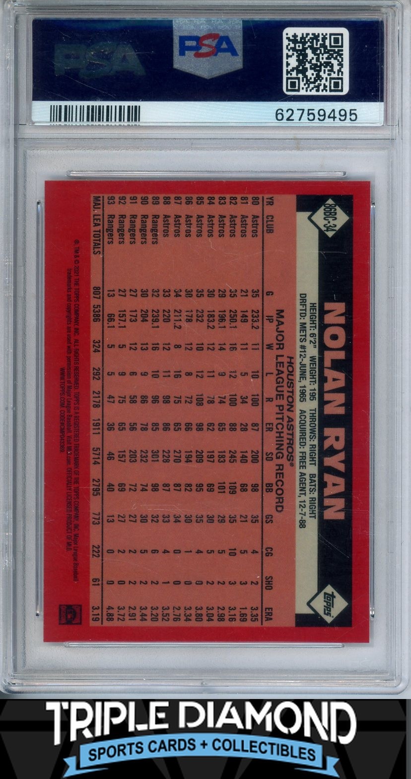 2021 Topps Silver Pack #34 Nolan Ryan 1986 Topps 35th Anniv PSA 9 Mint T143 view 2