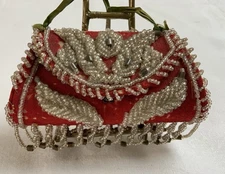 Vintage Antique Beaded Whimsy, Purse, Iroquois, Early 1900’s Hand Made, Red
