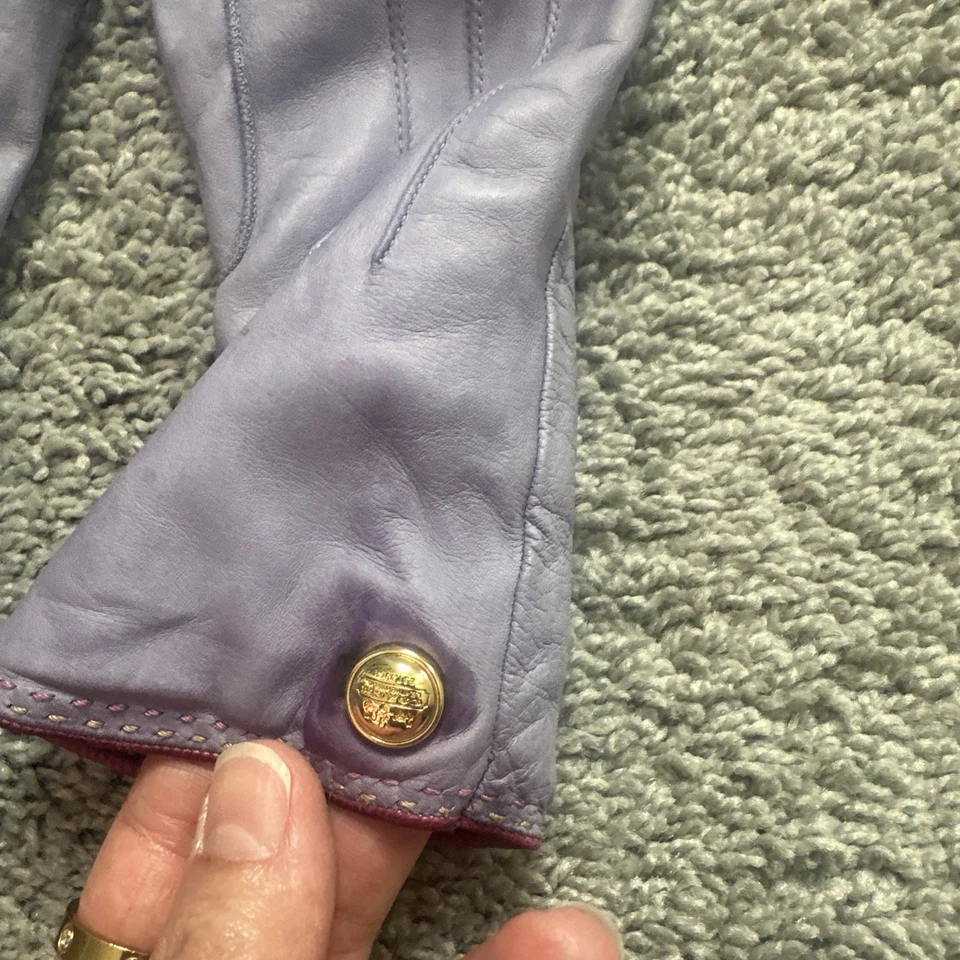 Guantes Coach para mujer de cuero marrón con forro de cachemir, talla 7,5 Foto 3 de 4