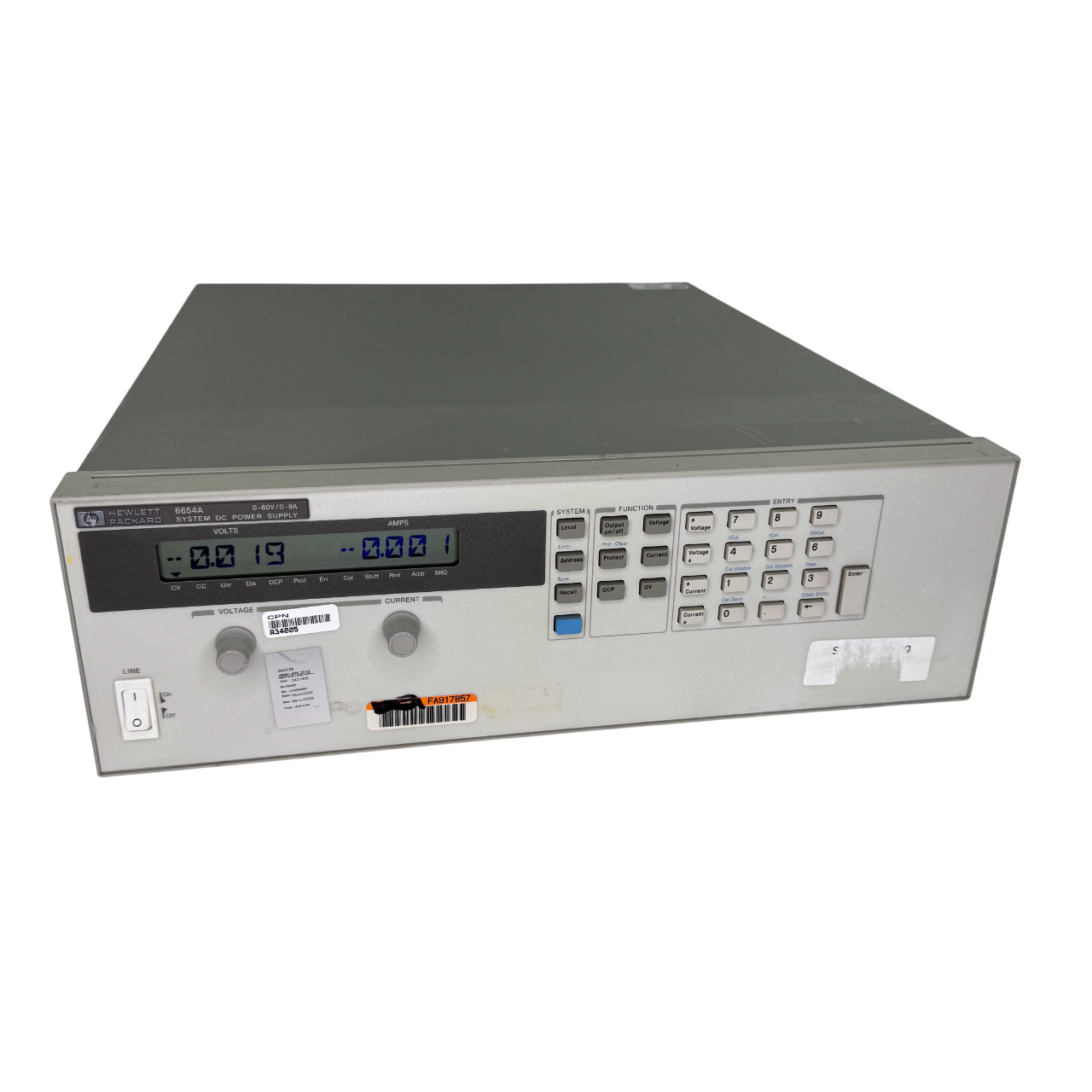 Agilent Keysight HP 6654A System DC Power Supply 0-60V 0-9A 540W GPIB Power On