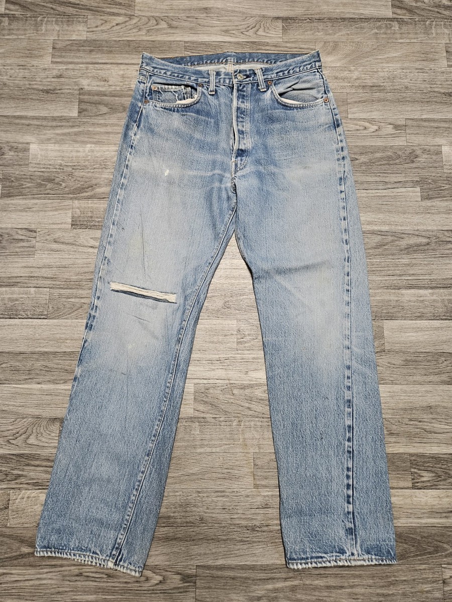 Vintage 80s Levi's 501 Button Fly Selvedge Redline Blue Jeans