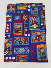 Cranston Village All Star Teddy Bear Baseball Fabric V.i.p Print Cotton USA