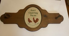 Vintage Cross-Stitch Coat Rack Wall Mount Solid Wood Wall Decor