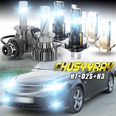 For 2004-2007 Saab 9-3 - 6x Combo HID/LED Headlight Hi/Lo + Fog Bulbs White Kit