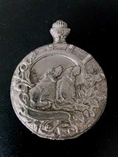 Ancienne montre à gousset sur le thème de la chasse (Chiens Et Fleurs)