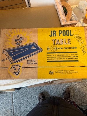 1960's Jr. Pool Table In Original Box And Complete. Made By Frederick-Willys Inc