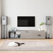 Image of Speaker Stands 2 pcs Black & Silver Tempered Glass 4 Pillars Design vidaXL