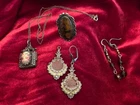 Vintage Sterling Silver Lot Of Jewelry 925 Silver Necklace Earrings Ring
