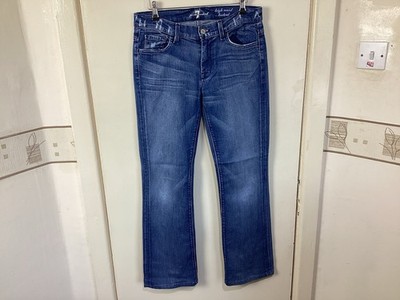 7 for All Mankind Women's Hi Waist Bootcut Stretch Blue Jeans W28 L30 USA Made