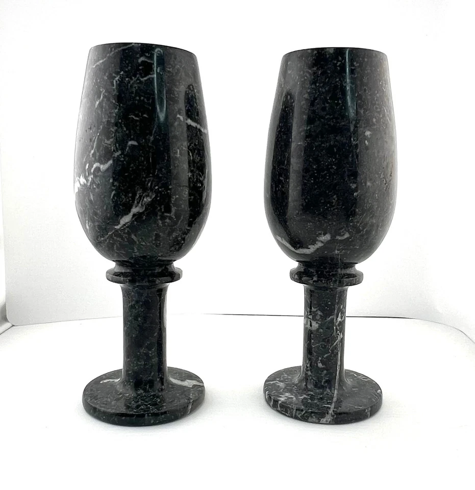 Мраморные бокалы стаканы высотой 8 дюймов набор из 2 / коробка для хранения черный белый серый - Изображение 3 из 4