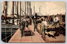 Redondo Antique California Postcard SAN PEDRO Lumber Wharf Dock Men 1908