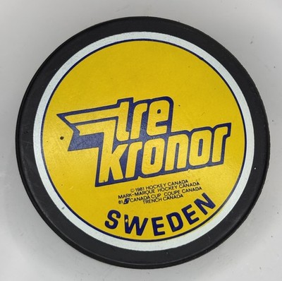 Vintage 1981 Canada Cup Hockey Puck Sweden Tre Kronor Viceroy Made in Canada