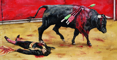  La Venganza Del Toro  (The Bulls Revenge) Original Painting By Esau Rodriguez