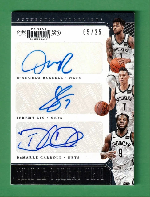 2017-18 Panini Dominion D'ANGELO RUSSELL JEREMY LIN DEMARRE CARROLL Auto 5/25