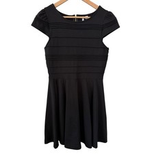 ELLE Black Dress Womens Size 8 Short Sleeve Fit and Flare Party Career