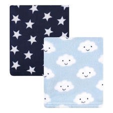 Hudson Baby Unisex Baby Silky Plush and Coral Fleece Blanket, Cloud, 30x36 in...