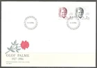 SWEDEN 1986, OLOF PALME - ASSASSINATED PRIME MINISTER, Sc  1601-1602 on F.D.C.