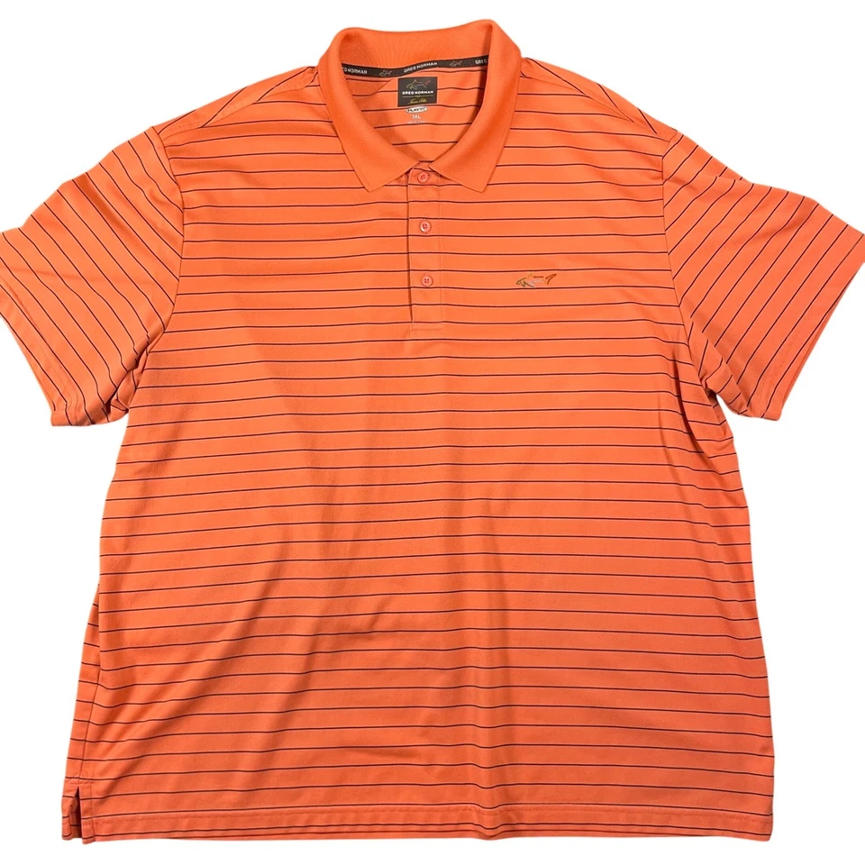 Camisas polo de golf Greg Norman para Tasso Elba (2) 3XL naranja melocotón negro jugar seco Foto 2 de 4