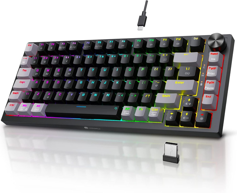 KOORUI Gaming Keyboards, 26 RGB Backlit Mechanical Keyboard Wireless/Wired Compa