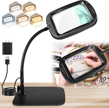 10X 30X 7 Inch Extra Large Magnifying Glass with Light and Stand, 5 Color Modes
