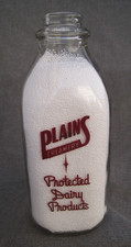 VINTAGE 1954 SSPQ 1 QT PLAINS CREAMERY MILK DAIRY BOTTLE AMARILLO, TEXAS