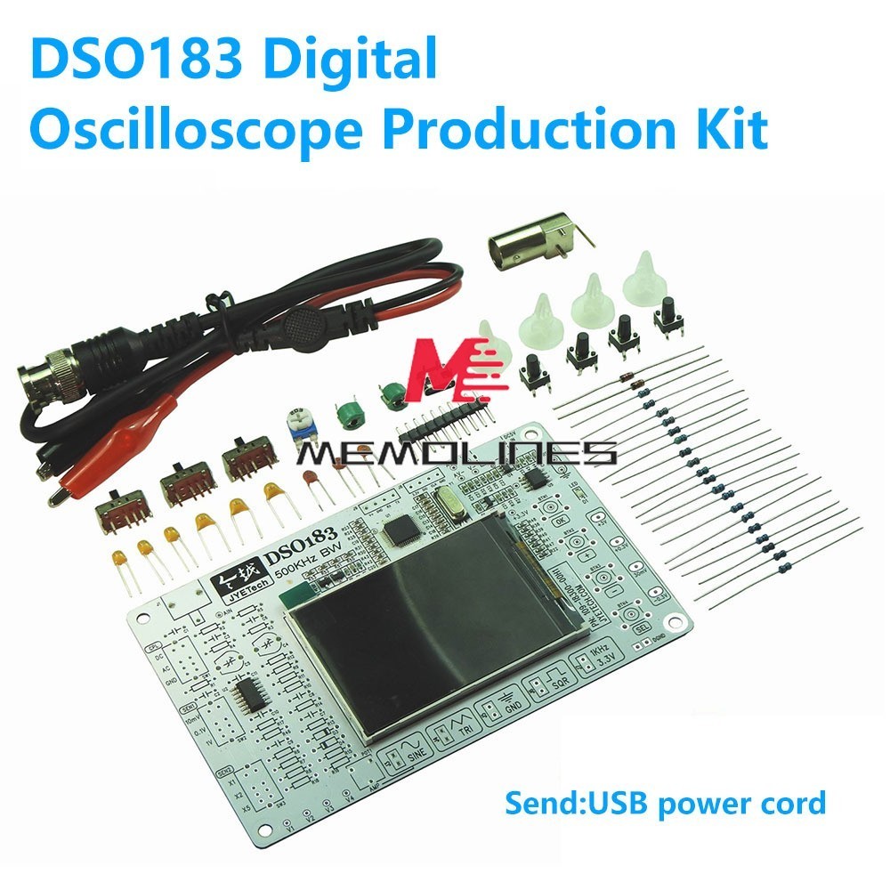 DC 5V DSO183 Digital Oscilloscope DIY Kits 0-500KHz Teaching