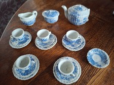 Vintage miniature blue & white tea set.