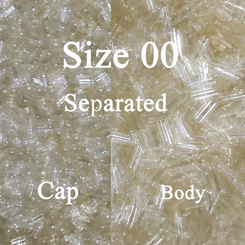 1000 Empty Gel Gelatin Capsules ~Size 00 ~ Kosher ~Separated