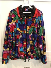 Vintage Women's TAIL Brand Wind Breaker, Bright Pattern - 80  s - Size M