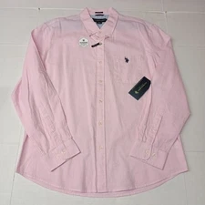 U.S. Polo Assn. Button Down Woven Shirt Men's XL Pink Hour Stretch Checkered