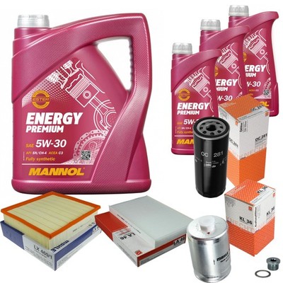 MAHLE Inspektionspaket 8L MANNOL 5W-30 Energy Premium für Audi A6 Avant S6 Plus
