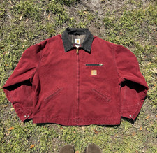 Rare Carhartt J97 Cri Crimson Red Vintage Detroit Jacket