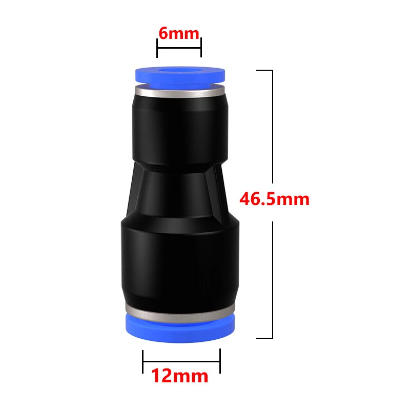 Pneumatic Push To Connect Air Fitting Straight Reducer Tube OD 12mm to 6mm 10PCS - Image 2 of 4