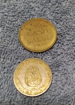 tokens Malibu Grandprix and Commander Ragtime's Midway FL arcade tokens