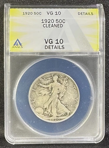 1920 Walking Liberty Half Dollar ANACS VG10 Details Better Date Nice Hole Filler