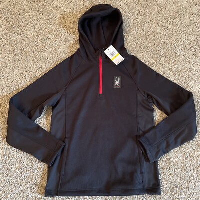 Spyder Black Full Zip Up Fleece Lined Hoodie Winter Jacket Mens