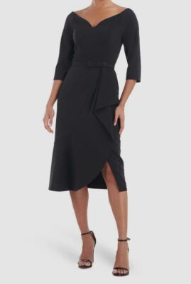 Kay Unger Women's Izzy Belted Cocktail Dress - Black - Size 4
