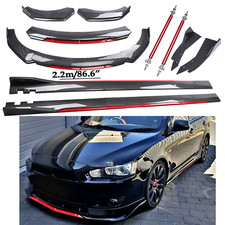 For Mitsubishi Lancer Front Bumper Lip Spoiler Body Kitside Skirt Carbon Fiber