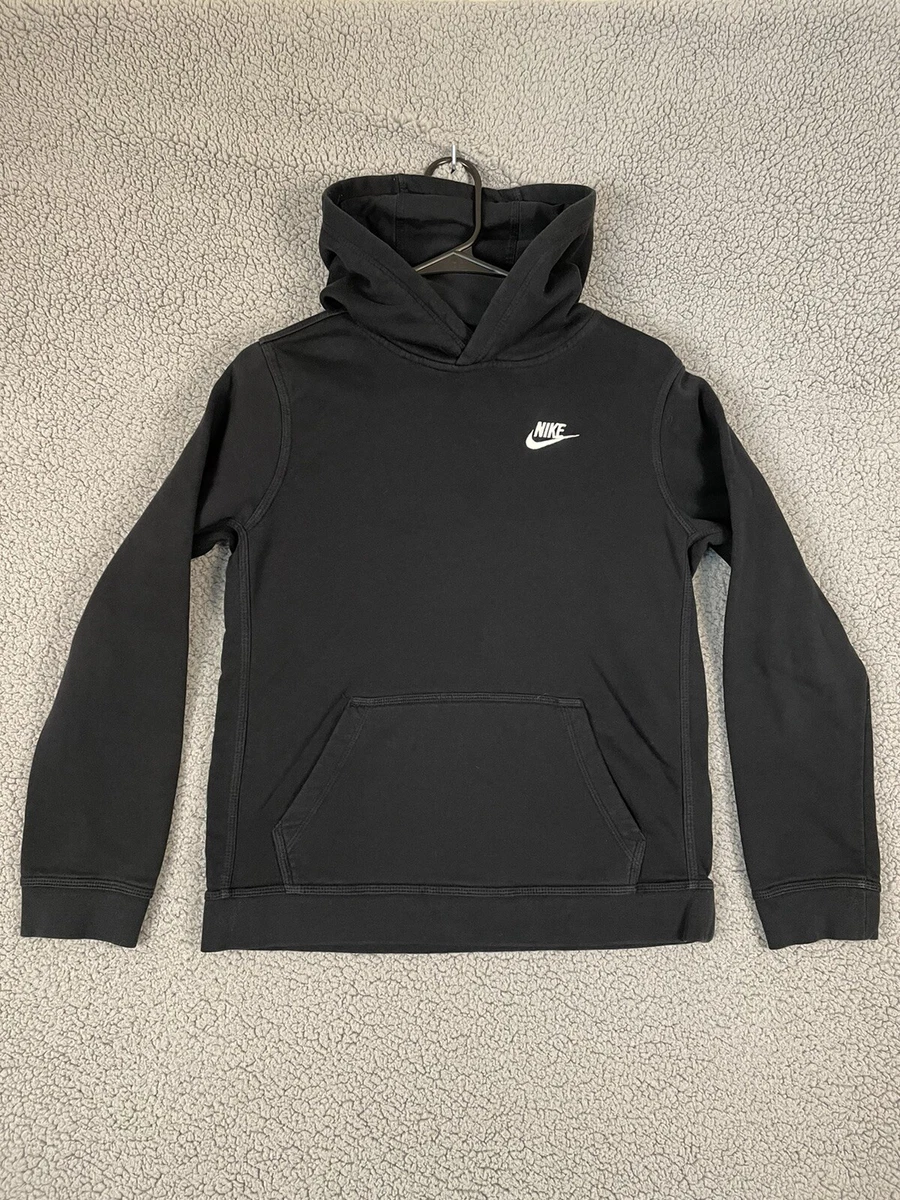 Nike Hoodie Youth Medium Boys Kids Black Pullover Logo Swoosh Sweatshirt